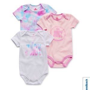 NWT Baby Girls JUICY Onesies Set 18 months 3 Pc